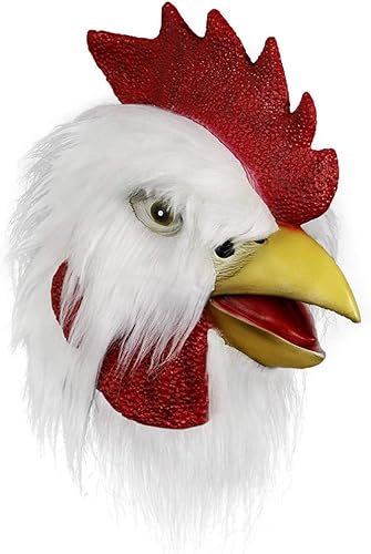 Miniatura 6 de IAMAGOODLADY Decoraciones de Halloween, máscara de pollo, disfraz de Halloween, fiesta de látex, máscara de gallo, suministros de carnaval