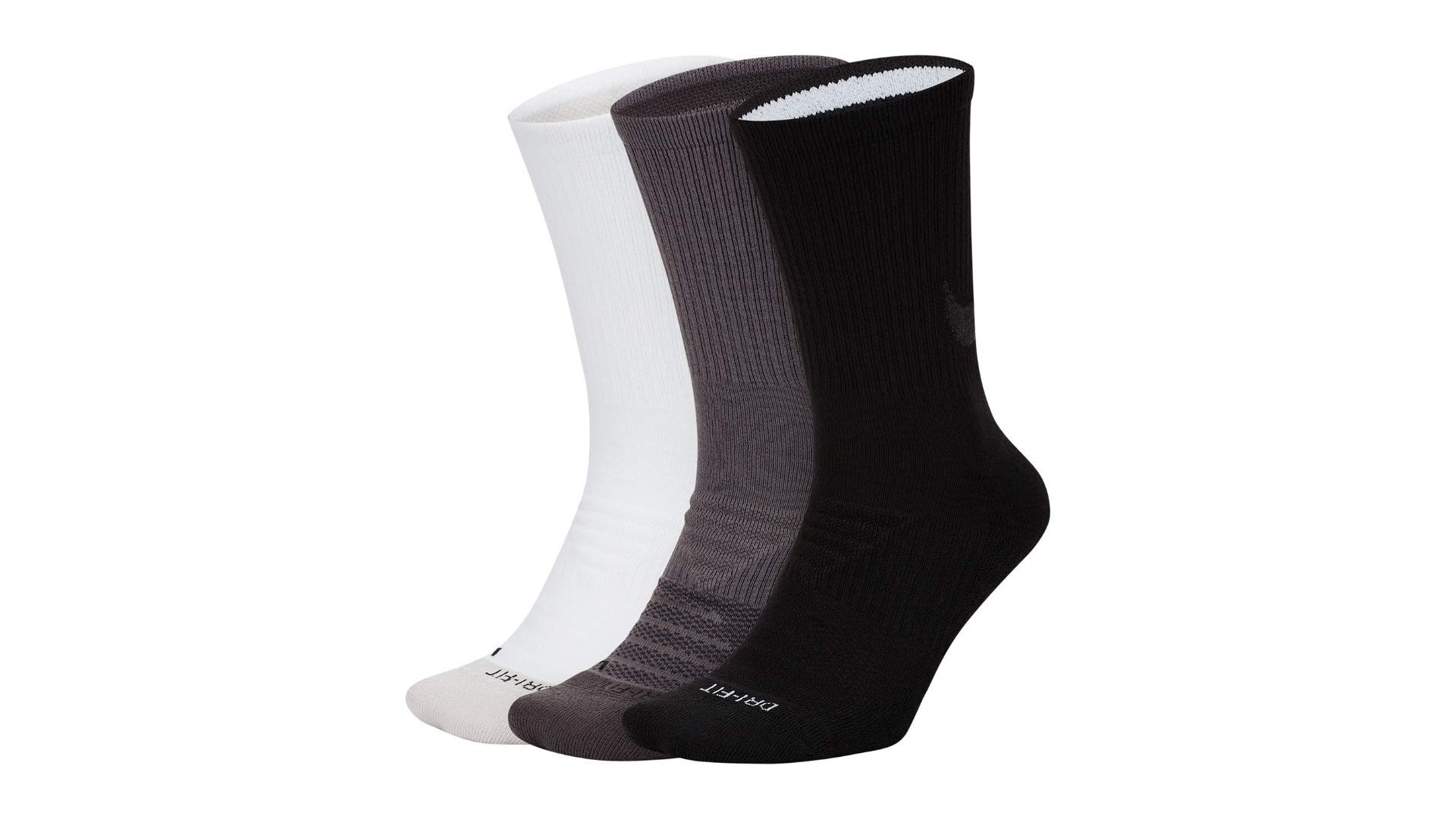Nike MENS 3 Pair Crew SocksLARGE 8-12 (WHITE/BLACK/GREY)