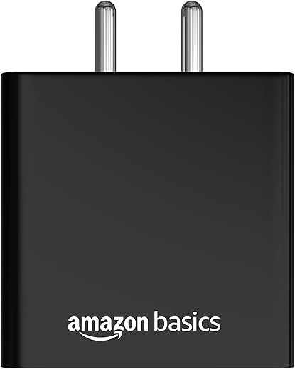 AmazonBasics High Power 65W Mobile/Laptop Charger Dual Port Output with Type-C Charging Cable (Black)