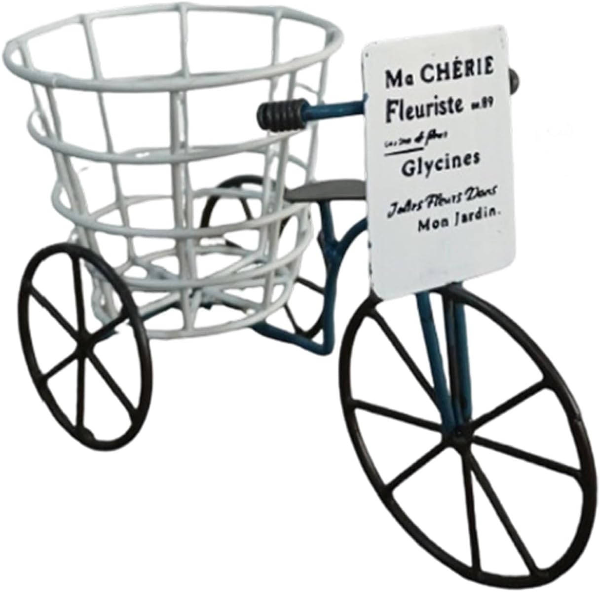 Beautiful Iron Tricycle Flower Pot Holder Container with Deep Basket for Living Room Indoor Outdoor Garden Decoration