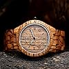 LeeEv Mens Light Weight Unique Wood Watch, Uwood Series Handmade Sandalwood Analog Quartz Vintage Roman Number Natural Wooden Wristwatch #2