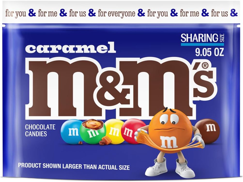 M&M'S Caramel Milk Chocolate Candy, Sharing Size, 9.05 oz Resealable Bag