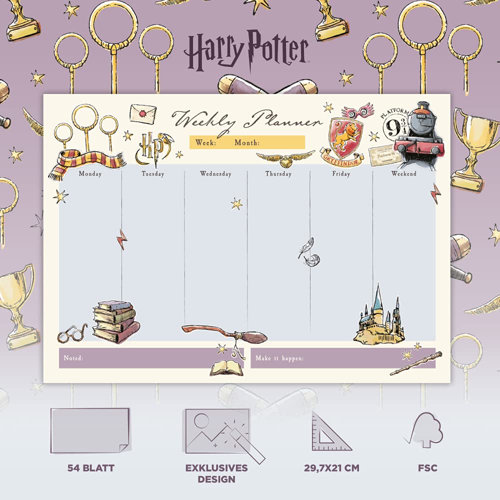 Erik - Oficjalna podkładka na biurko A4 Harry Potter z kalendarzem codziennym, tygodniowym i miesięcznym