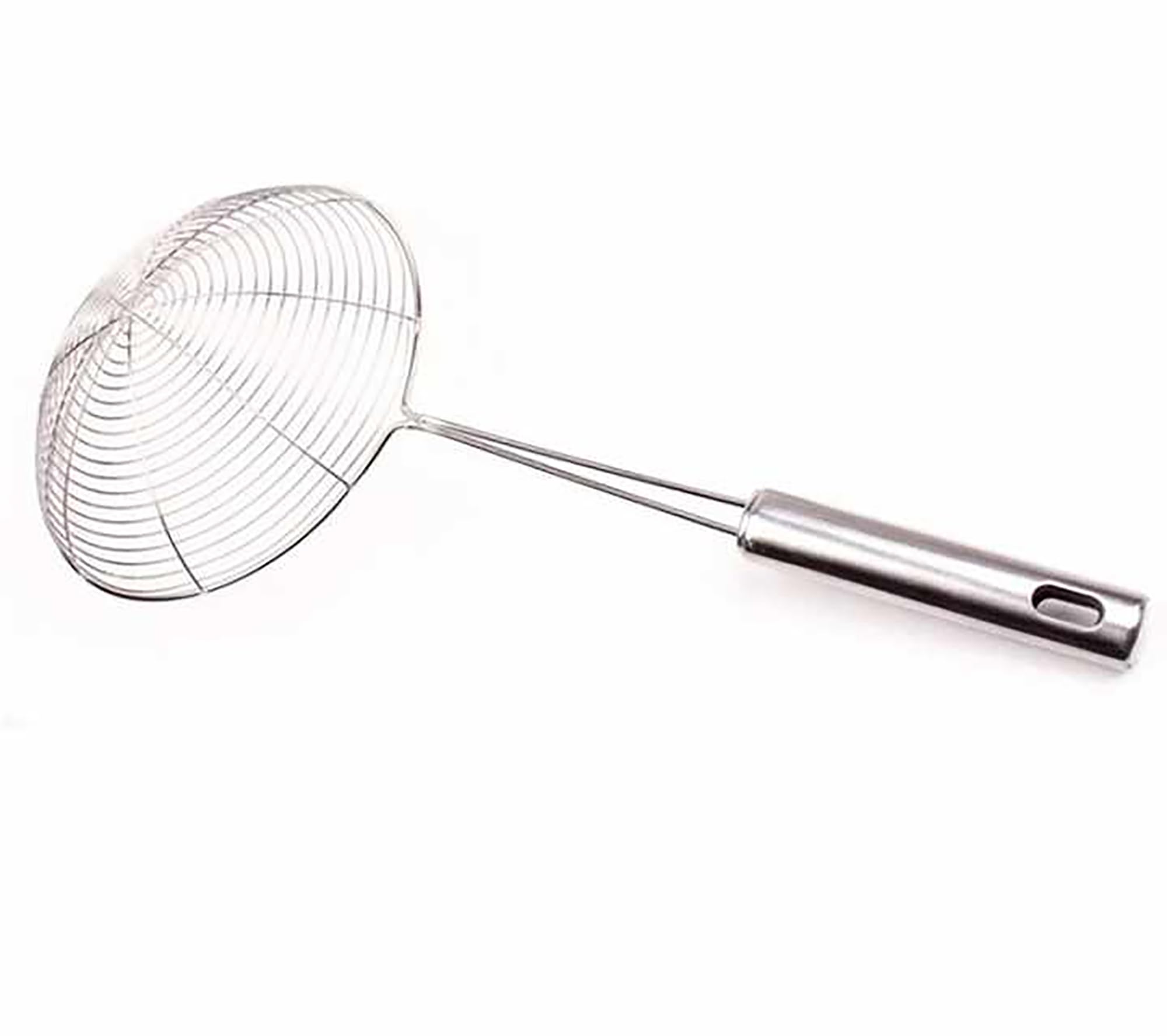 Promosyonca Metal Kevgir, 14-16 cm Çap, Uzun Saplı, Mutfak Süzgeci, Gümüş (14 cm)