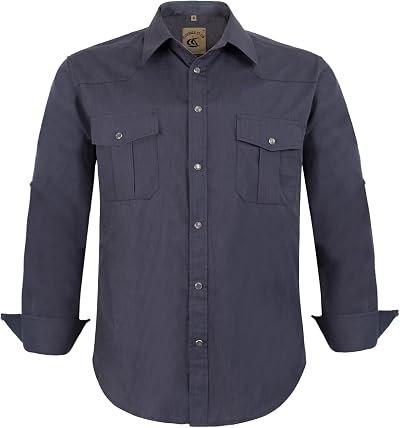 Coevals Club Men's Western Cowboy Long Sleeve Pearl Snap Casual Button Down Up Work Shirts