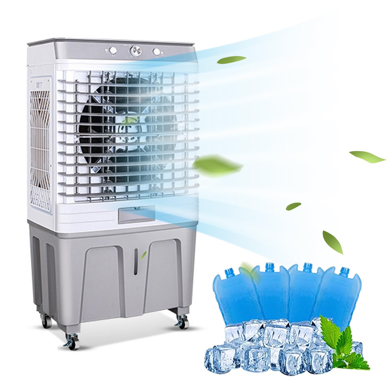 GTHTUHFD Commercial Evaporative Air Cooler Fan, 3 In 1 Swamp Cooler With Large Tank, Adjustable Speeds, Casters, Oscillating For Indoor Outdoor Cooling,106x50x35cm/41.7x1