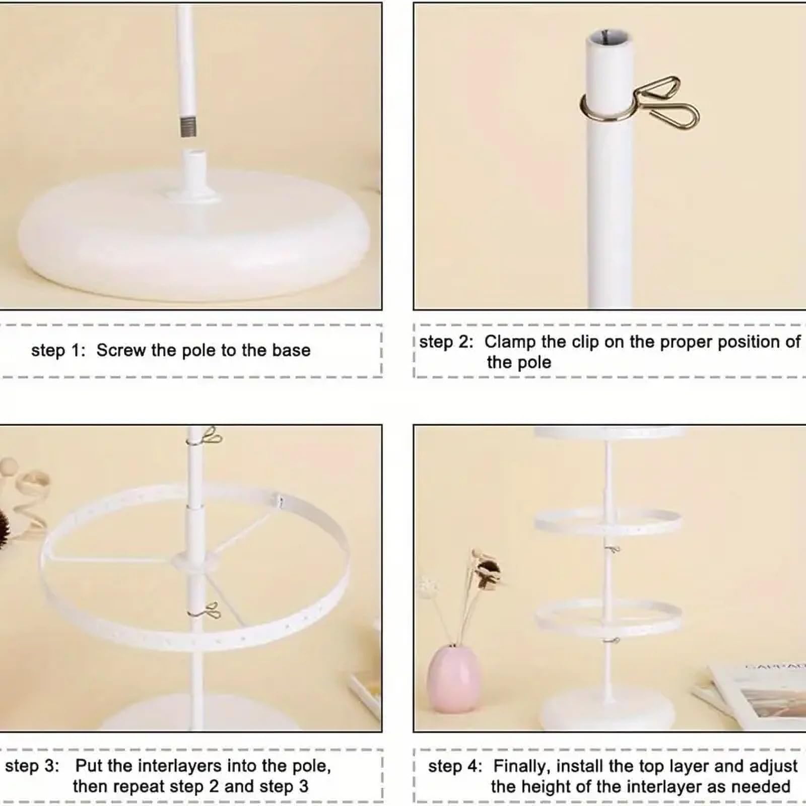 NCONCO 5 Tier Rotating Earring Holder Organizer, Adjustable Metal Jewelry Display Stand - Image 4