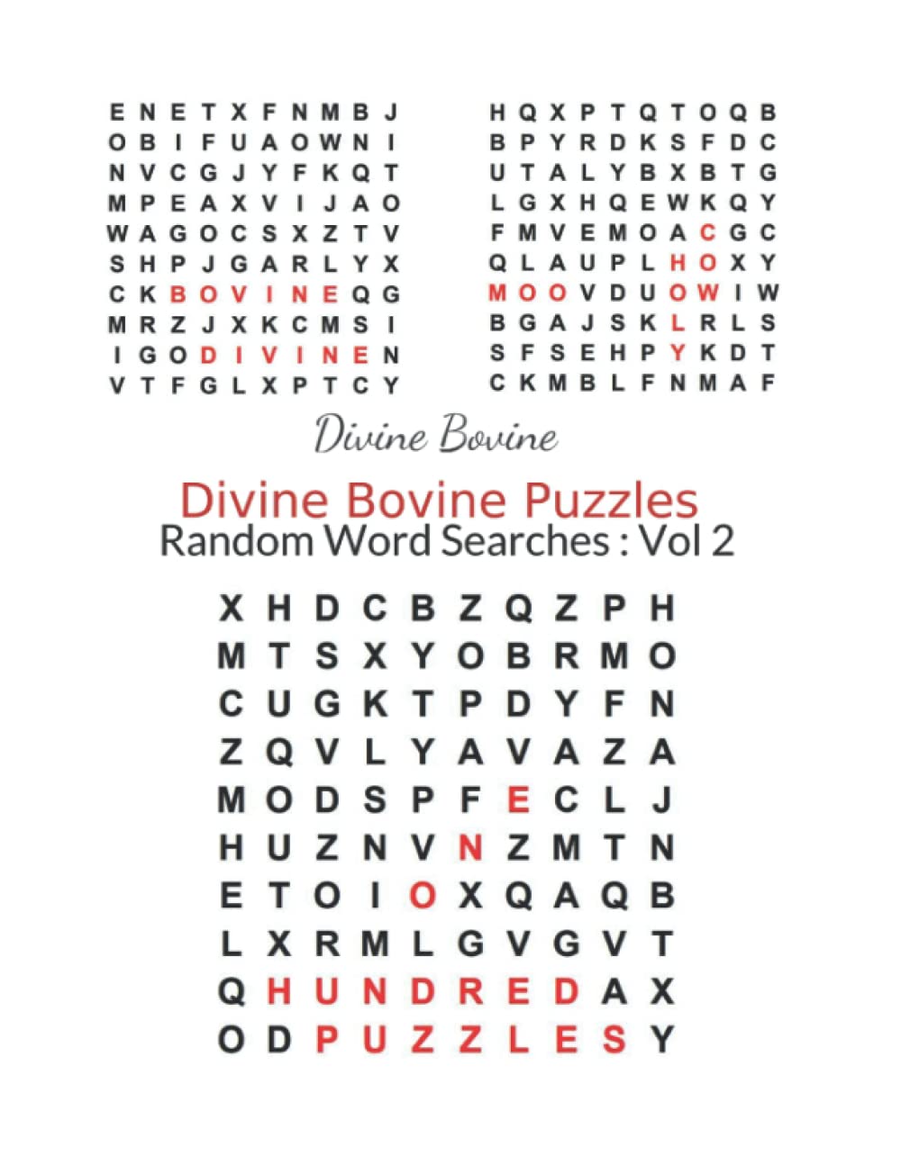 Divine Bovine Puzzles: Vol 2: 100 Random Word Searches