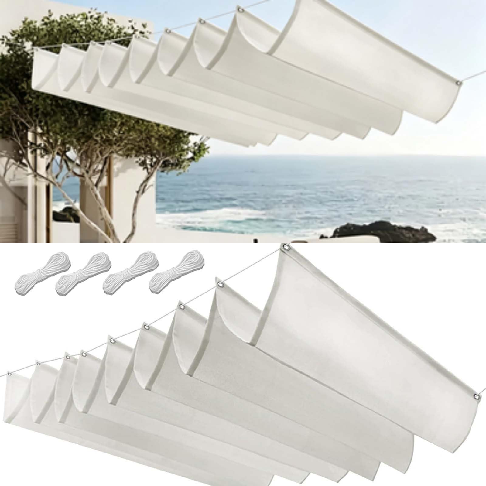 Filet d'ombrage extérieur balcon et voile ombrage rétractable blanc 135x260