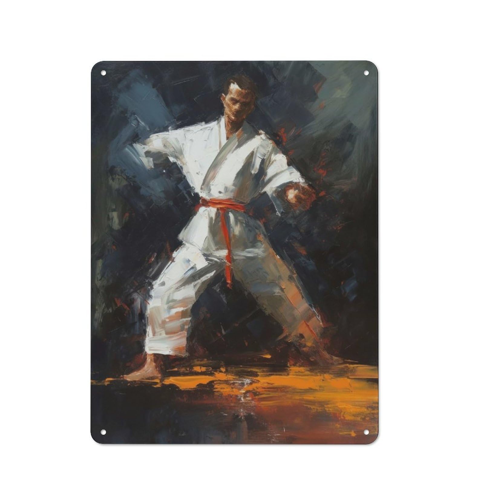 Junmoney Martial Artist Rustic Metal Plaque 40X30cm For Lounge Or Reading Corner, For Home Office, Studio And Craft Room Walls