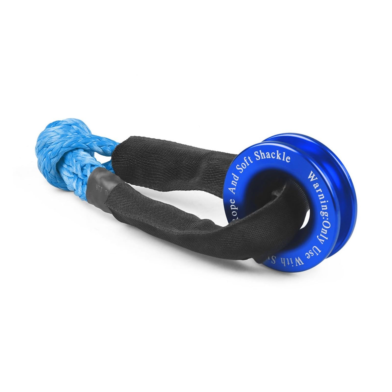 Mthckxjbsuz Blue Ring With Rope Winch Rope, Winch Rope Synthetic Soft Shackle+Recovery Ring Set Rugged Shackles With Protective Sleeve 41000Lbs For Truck Vehicle(Blue Ring With Rope)