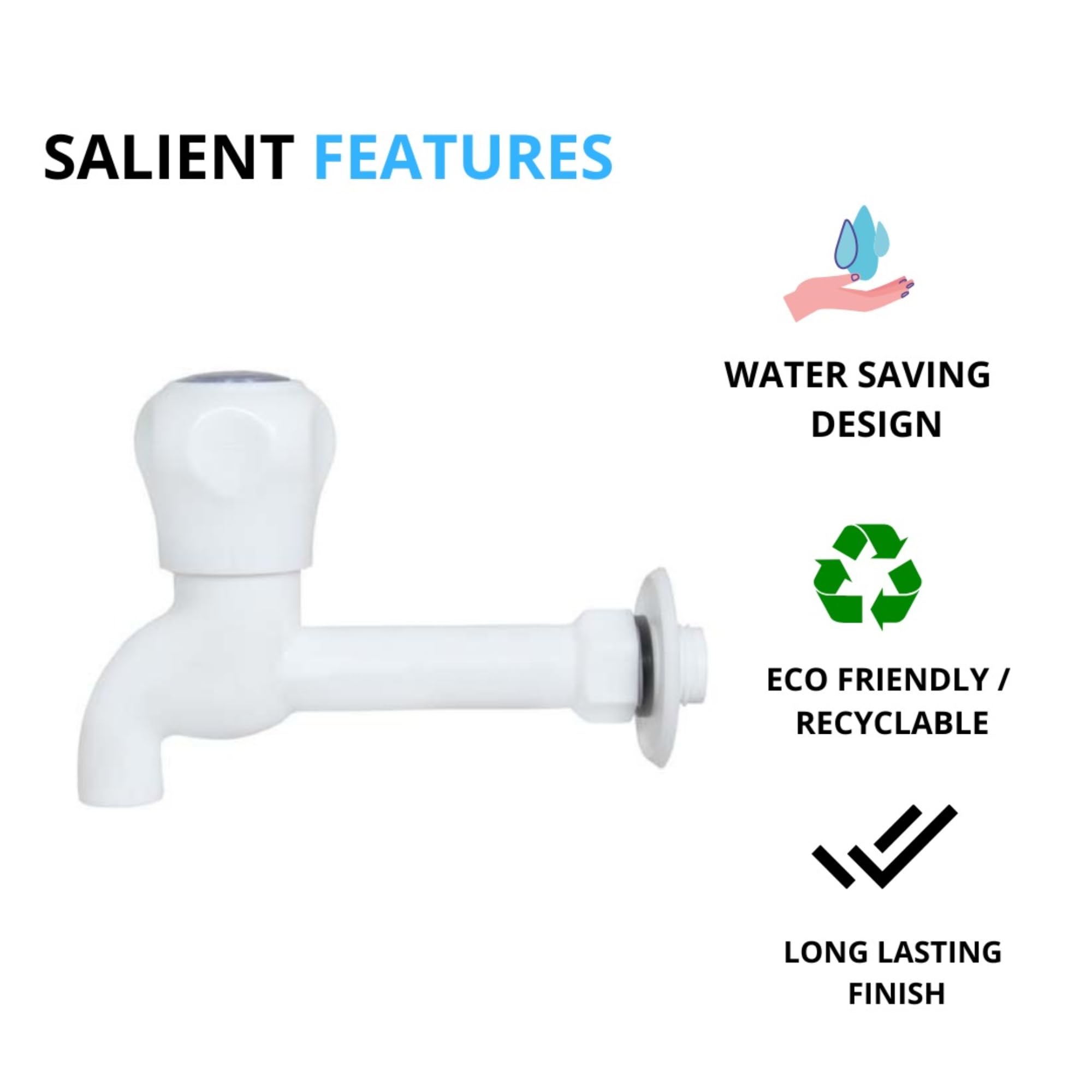 EchinTock PVC Prince Long Nose Tap for Bathroom & Kitchen | Durable Plastic Bib Tap with Extended Nozzle | Leak-Proof Water Tap for Washing Area, Garden & Utility Use 2