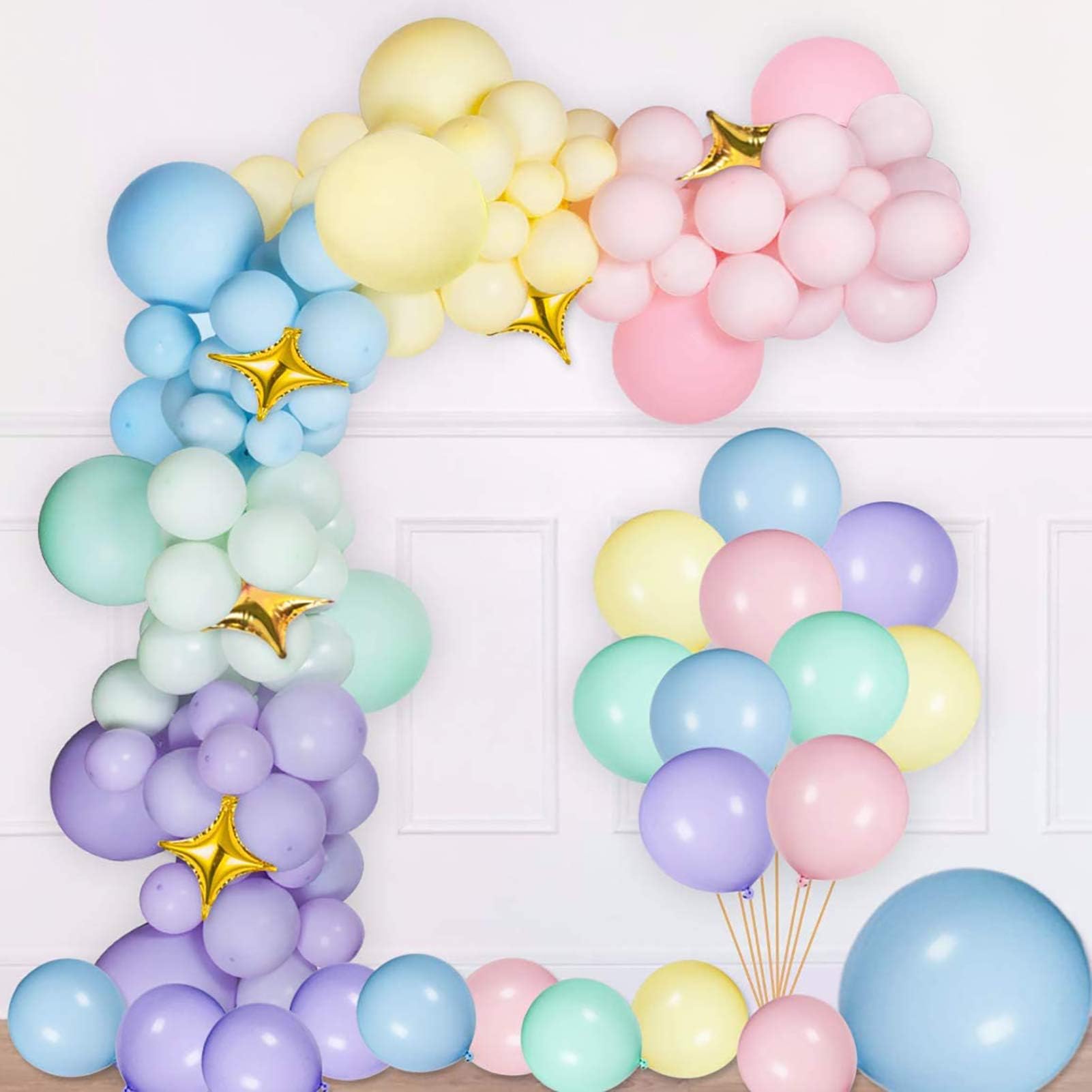 Pastel Latex Balloons 154 Pcs Assorted Macaron Balloons Garland Kit for Baby Shower Wedding Birthday Party Supplies
