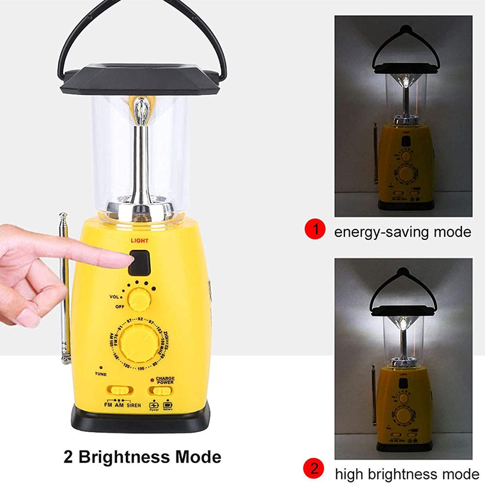 Latarnia kempingowa, 4-w-1 Solarna ładowalna lampa zewnętrzna LED USB, wielofunkcyjna przenośna korba ręczna Latarka zasilana energią słoneczną z radiem Smartphone Ładowarka USB Lampa awaryjna LED