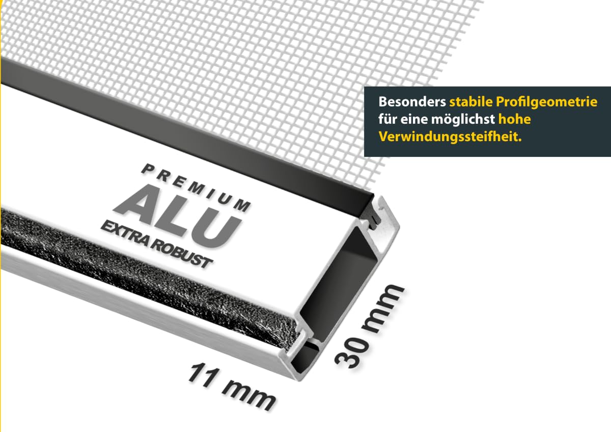 Schellenberg 70044 Fliegengitter Fenster bodentief Premium, Insektenschutz Fenster mit Rahmen aus Aluminium, 120 x 240 cm, Weiß