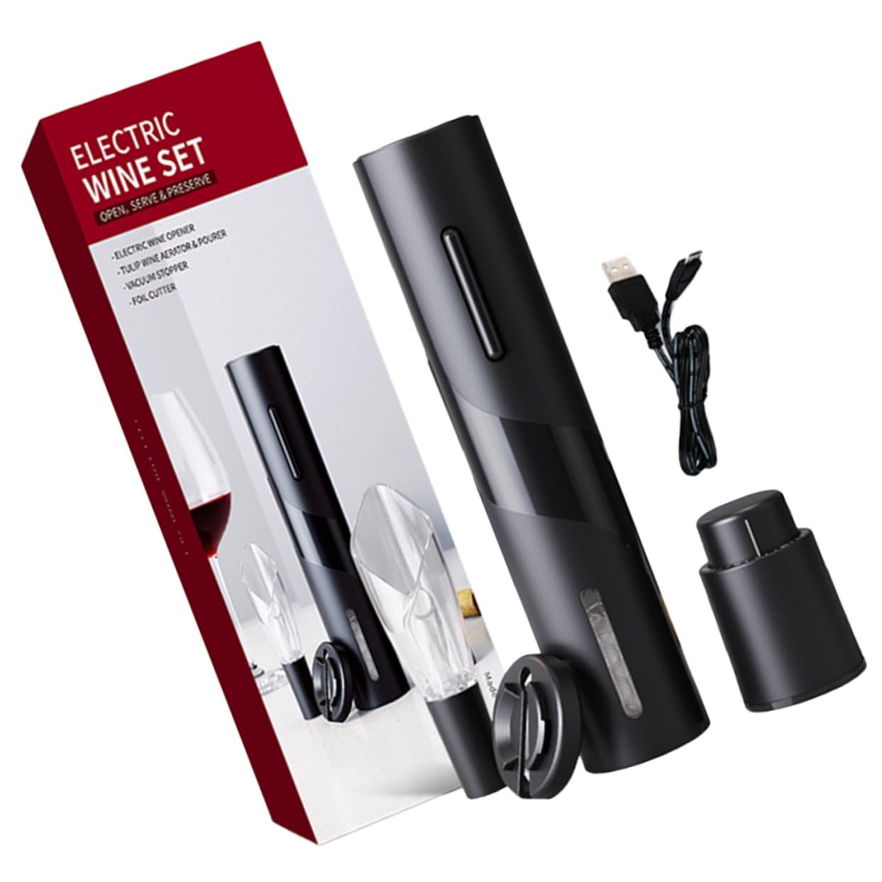 SHOWERORO Electric Wine Opener Set Rechargeable Corkscrew Elegant and for Celebrations and Gifting