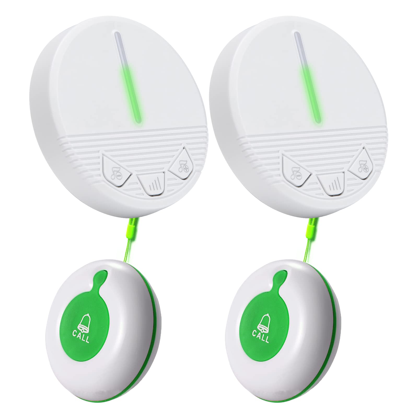 Caregiver Pager Emergency Button Elderly Call Help Emergency Wireless System Patient Call Bell Home 2 Plugin Receivers 2 Caregiver Call Button Seniors, Patients, Disabled(CPM+O1-WG 2+2)