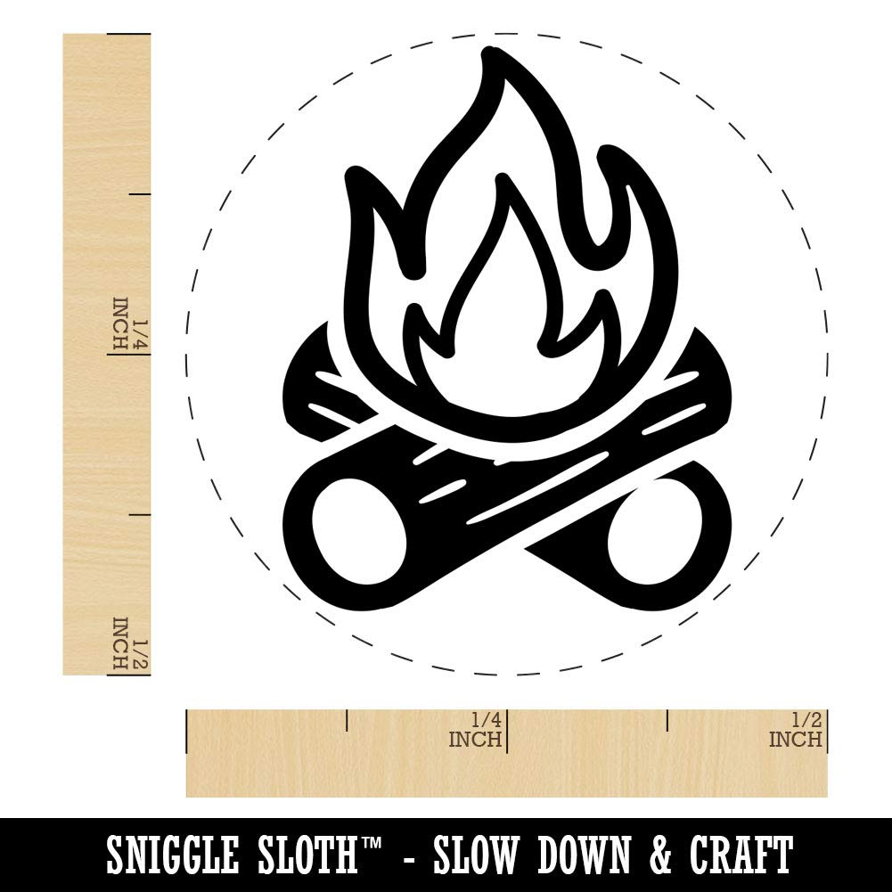 Campfire Cartoon Rubber Stamp for Stamping Crafting Planners - 1/2 Inch Mini