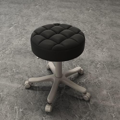 كرسي صغير دائري بعجلات من الميكاكوز، مصنوع من جلد صناعي بارت...