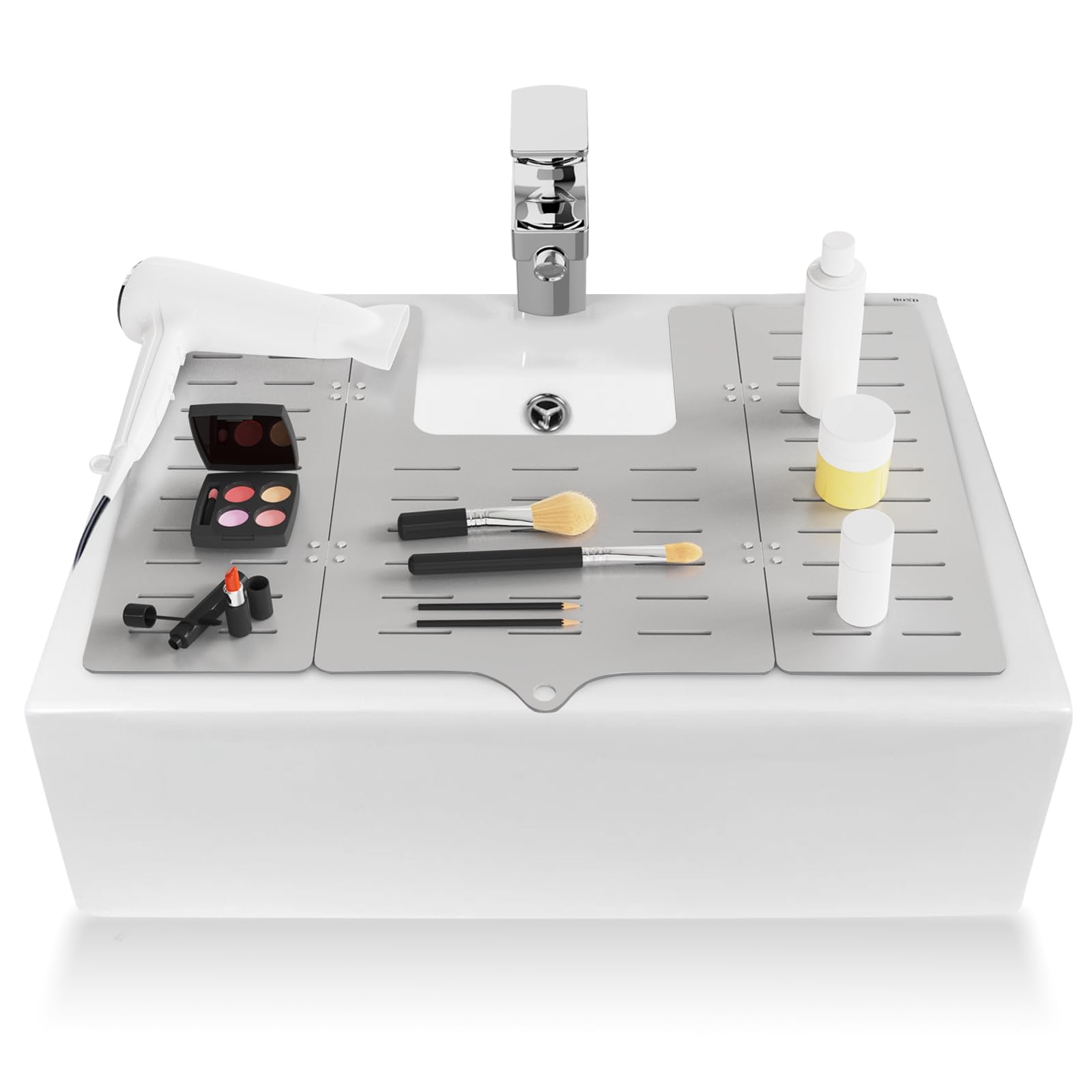 Sink Cover for Counter Space Makeup - Made of High-strength Aluminum Composite Panel - Foldable - with Hanging Loop - Strong Load-Bearing - Beauty Accessory for Expanding Bathroom Sink Space