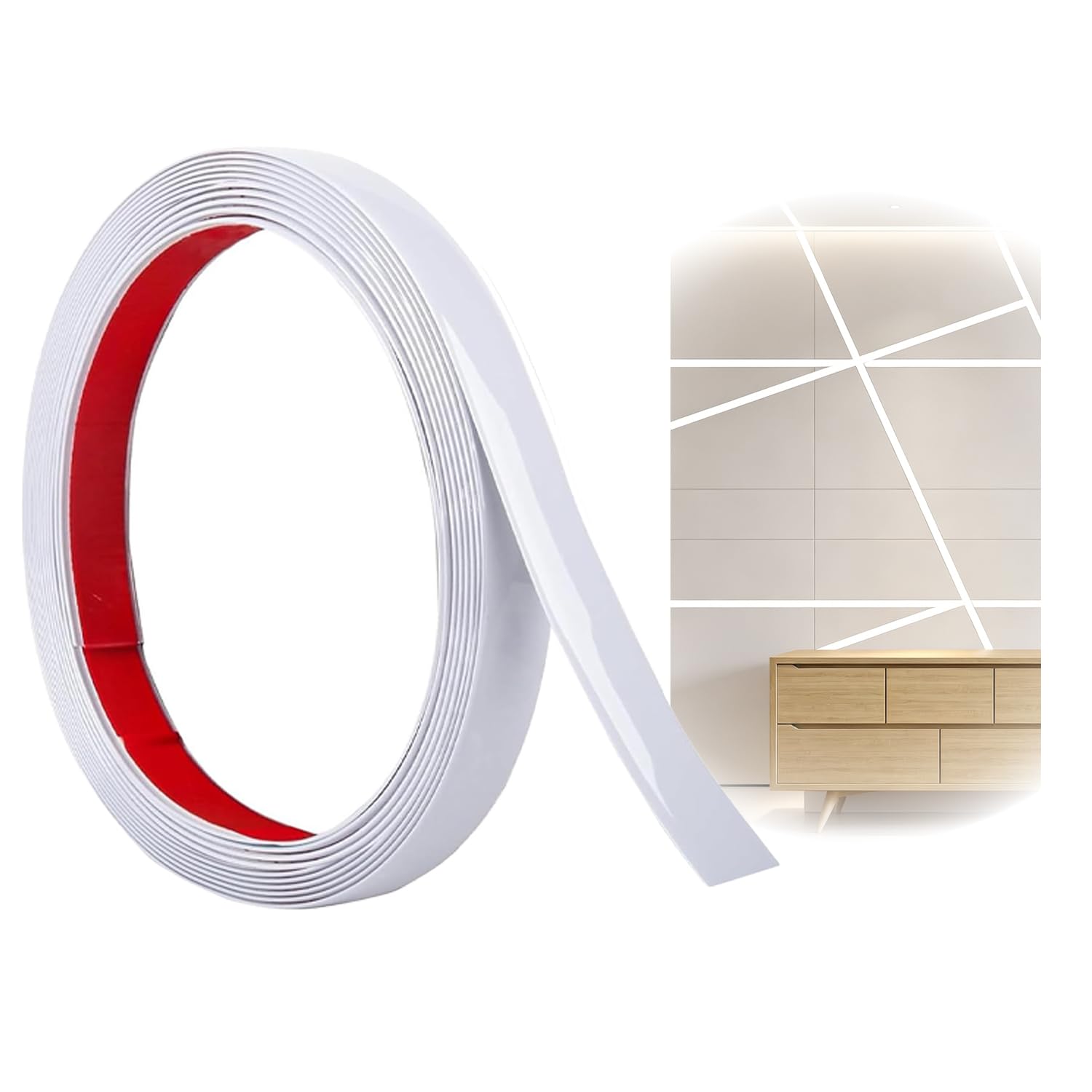 Peel and Stick Moulding Trim, Wall Moulding, Tile Trim(White, 1cm×5m)