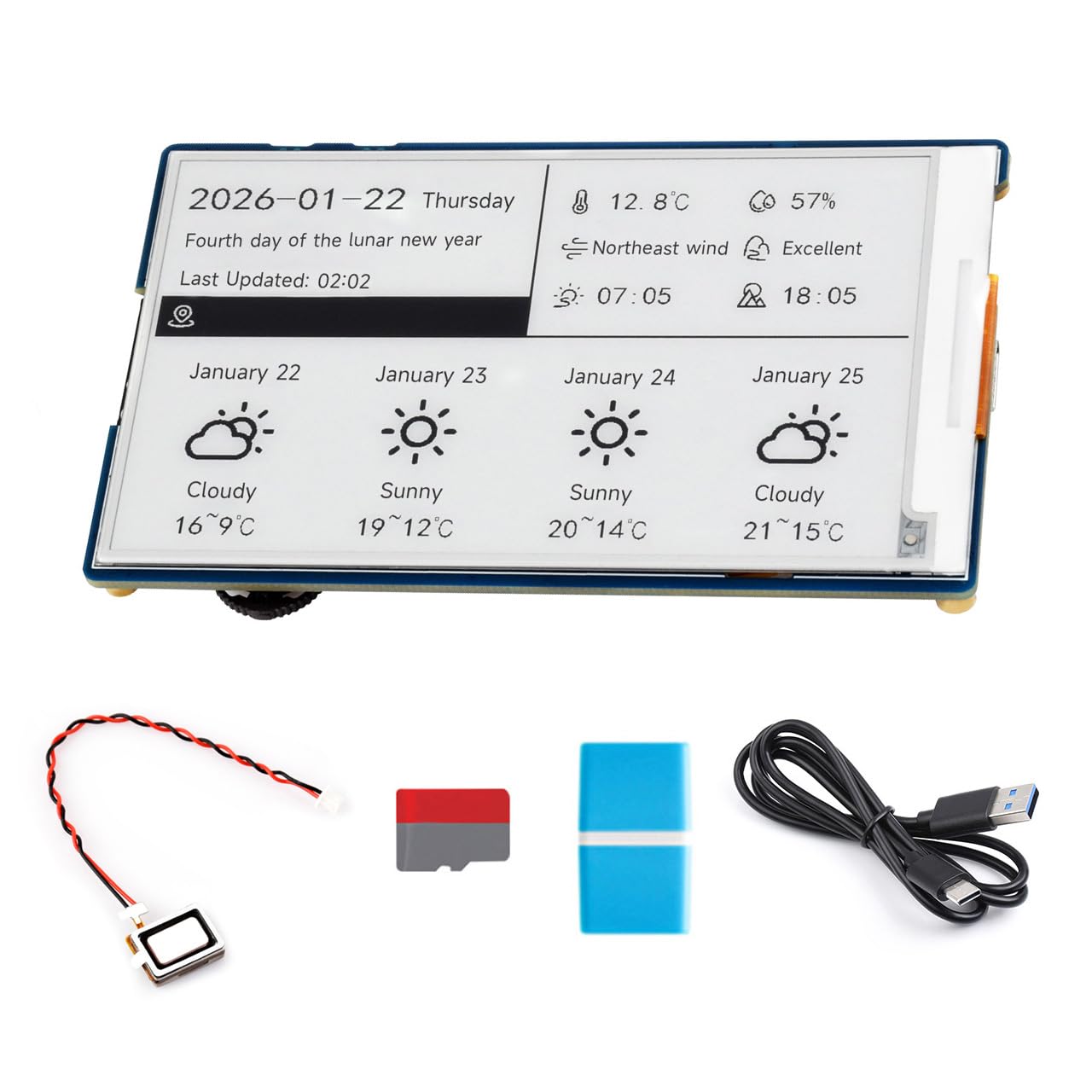 Waveshare ESP32-S3 3.97inch E-Paper Development Board Basic Kit, 800 x 480 Resolution, Supports Wi-Fi/BLE 5, And AI Voice Interaction, Onboard Microphone, with TF Card & Card Reader