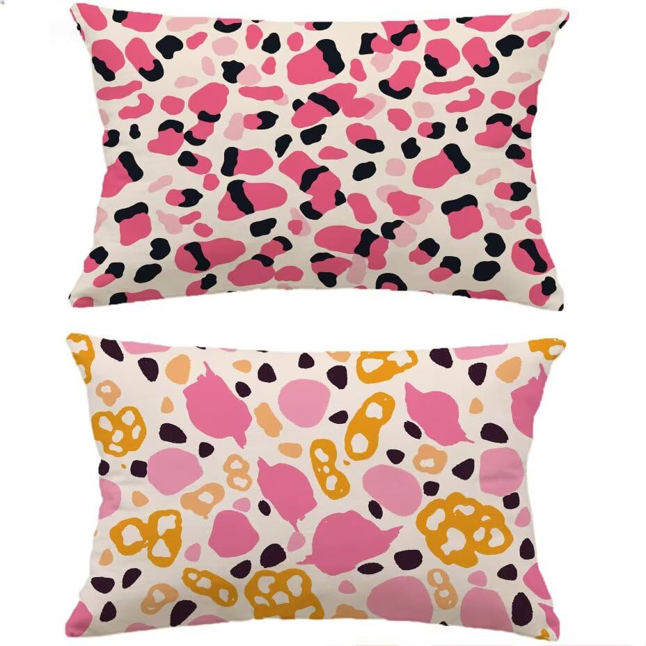 Housse de coussin de jardin imperméable rose 40x80 texture lin M-P176 - 2
