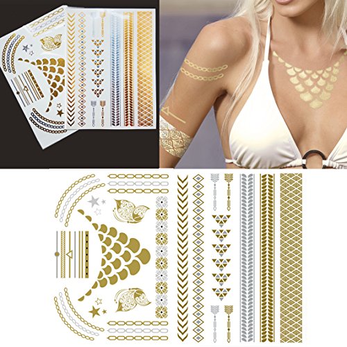 Fullsexybrifay F10 Pack Large Temporary Tattoos Flower Paper Sexy Body Tattoo Sticker for Women & Girl Fake Tattoo (Rose, Animals, Gemstone Flowers and Butterfly)- (5sheet)