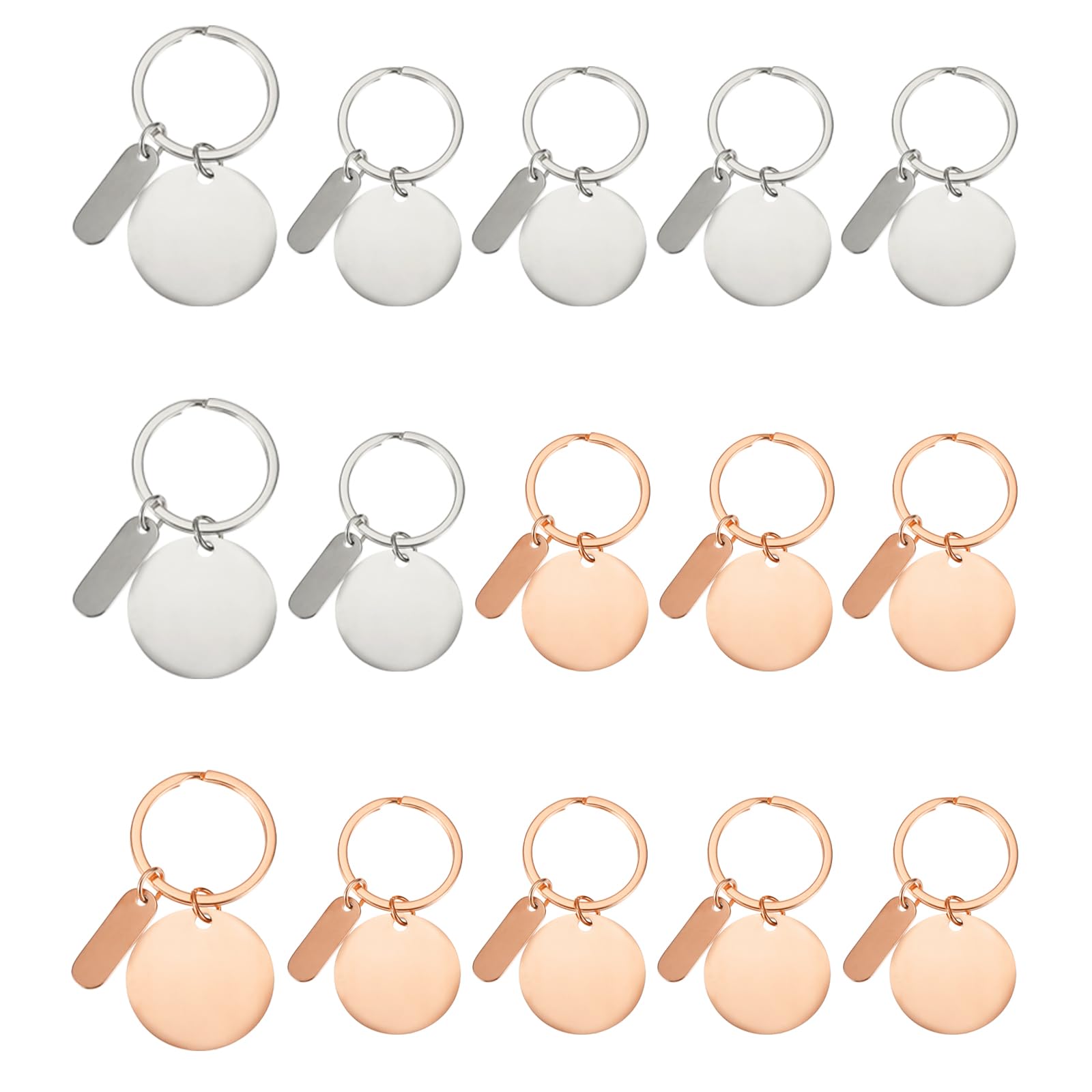 PATIKIL Llavero grabado de acero inoxidable en blanco, etiquetas de metal grabables con láser con etiqueta para colgar