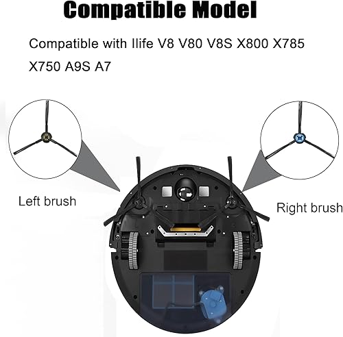 Miniatura 2 de 6 unids Cepillos laterales de repuesto para Ilife V8 V80 V8S X800 X785 X750 A9S A7 robot aspirador accesorios 3 pares izquierda y derecha azul y