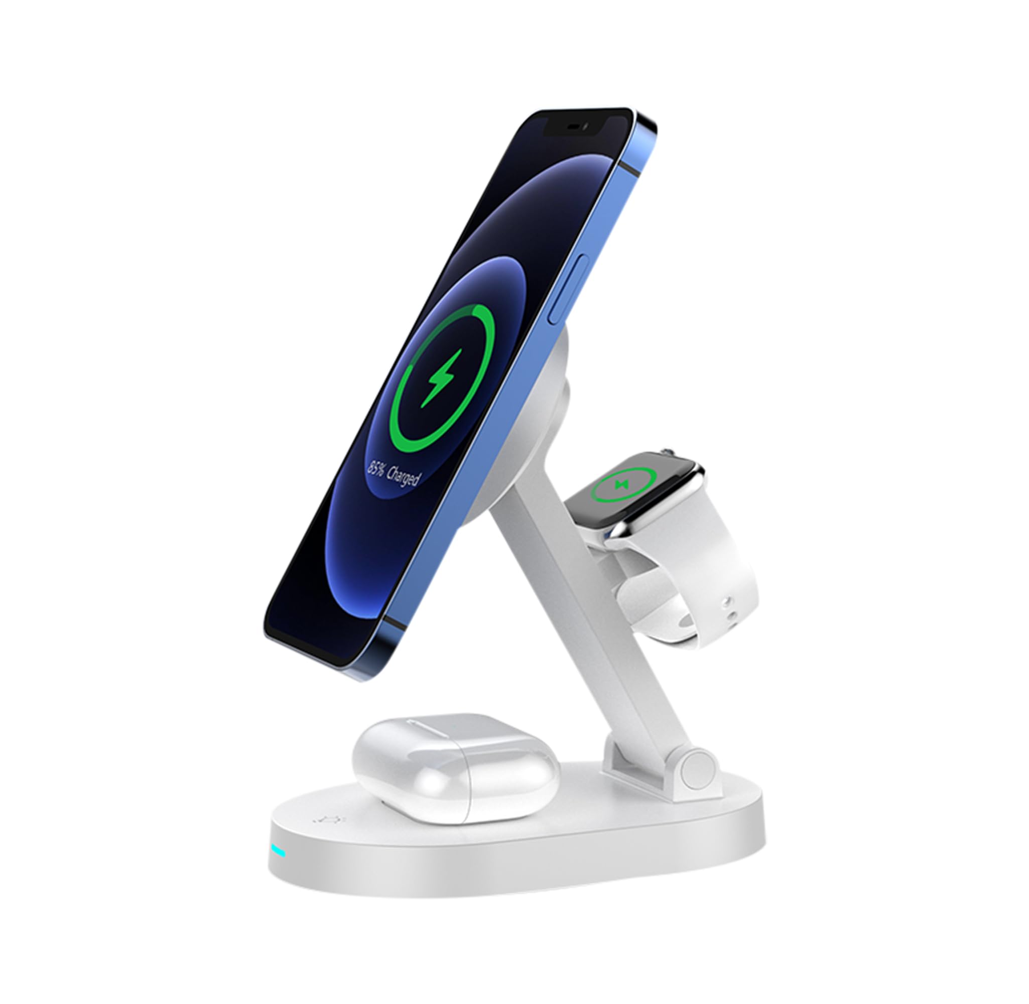 HOAVY 4 in1 Wireless Charger iphone,HOAVY magsafe charger compatible for iphone airpod and iwatch wireless fast charger Multiway adjustable with cool white night lamp [HWC3100] (White)