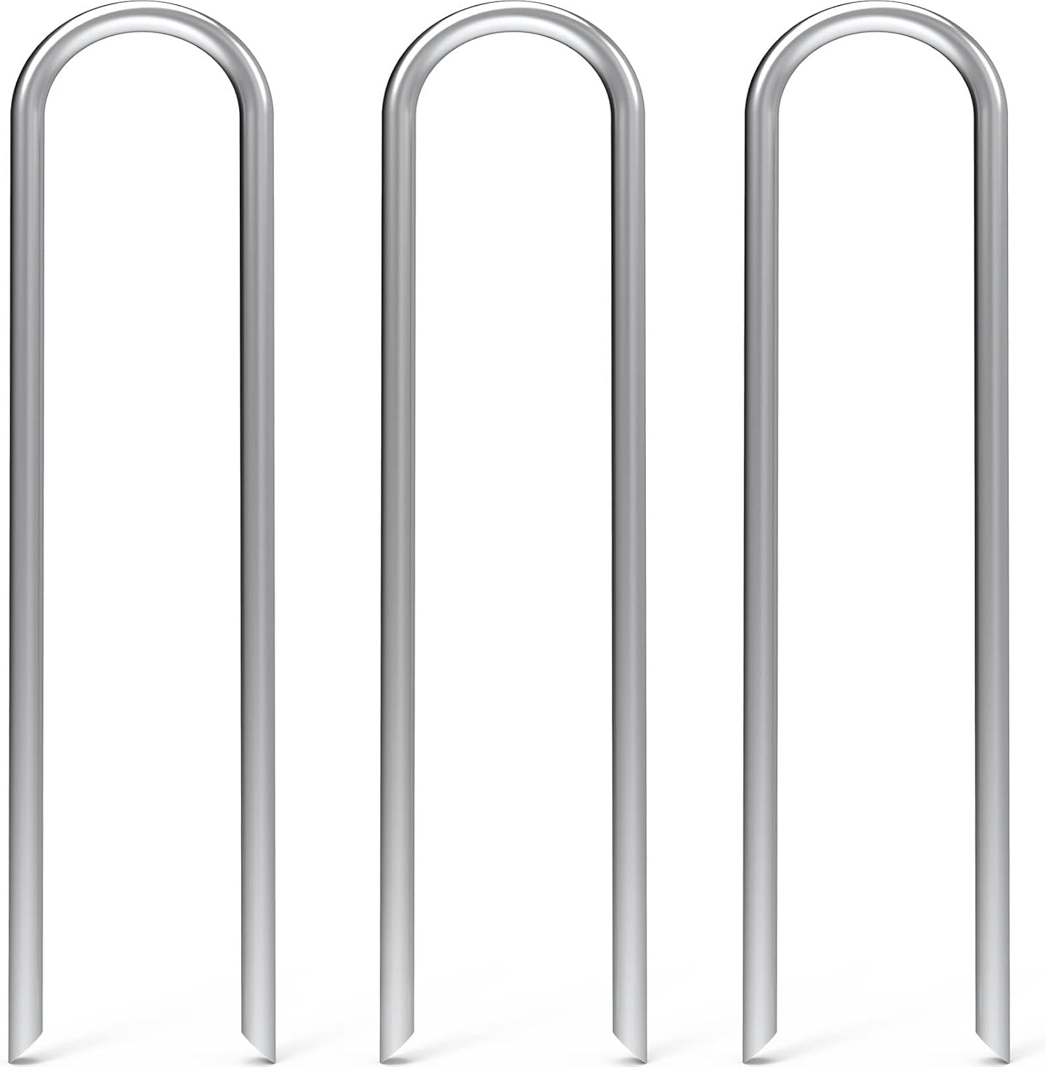 MySit 12 Inch 100 Pack Heavy Duty U Shaped Garden Stakes, 11 Gauge Galvanized Fence Stakes Landscape Staples Metal Yard Stakes for Ground, Drip Hose, Inflatables, Outdoor Decorations