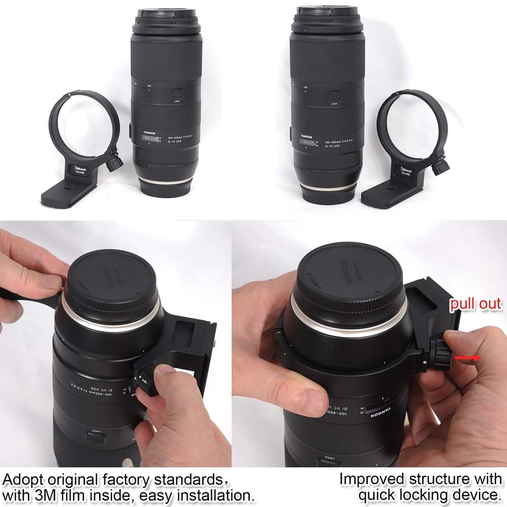 Hirondelle Bleue® Support Collier de Pied Prémium Compatible pour Objectif Tamron 100-400mm f/4.5-6.3 DI VC USD, Vendeur Français Expédié Depuis la France