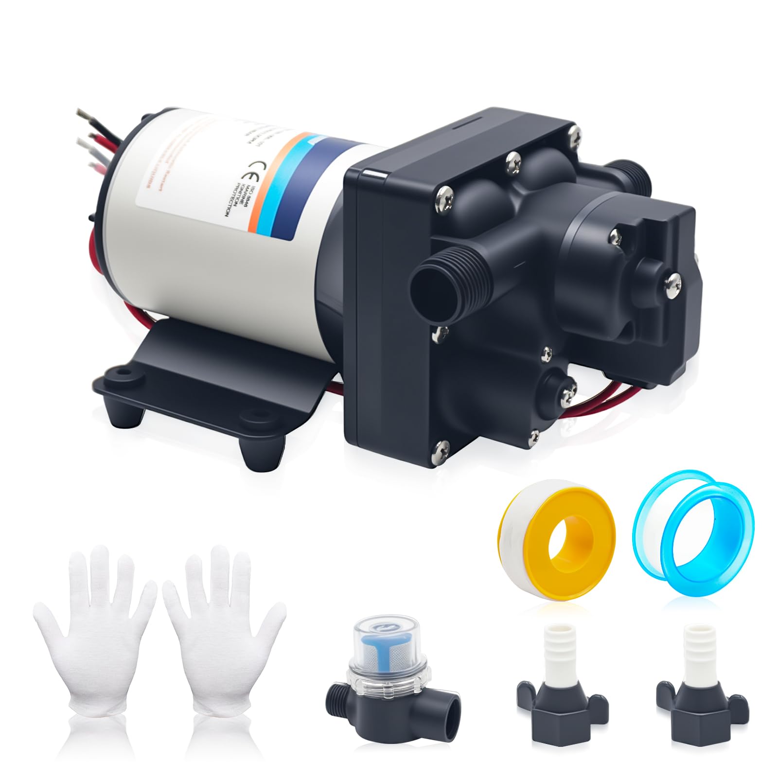 4138-111-E65 4138-111-A65 Water Pump 3.0 GPM, 55 PSI, 12 VDC, Self-Priming up to 6 Feet, Water Delivery Pump for RV, Garden, Camperor Marine Use