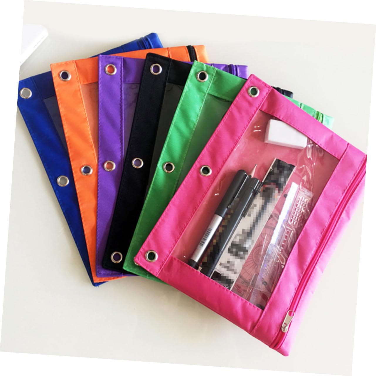 Tofficu 12piezas Bolsa Papelería Oficina Unidades Oxford Transparente Estuche Lápices Orificios De Aire Duradera Ligera para Graduación Cumpleaños Regreso Clases y Navidad