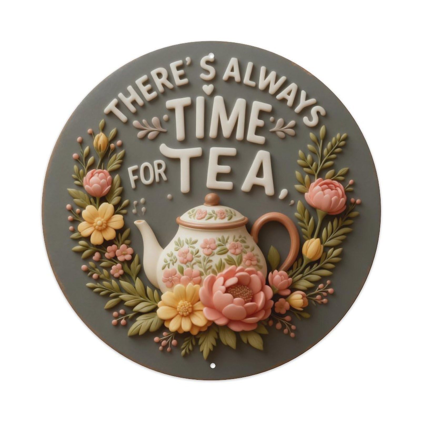Zlatcbu Vintage Floral Teapot With Colorful Flowers Metal Tin Sign Retro Wall Art Poster, Decor For Home Living Room Bar Cafe Garage, 8X8 Inch