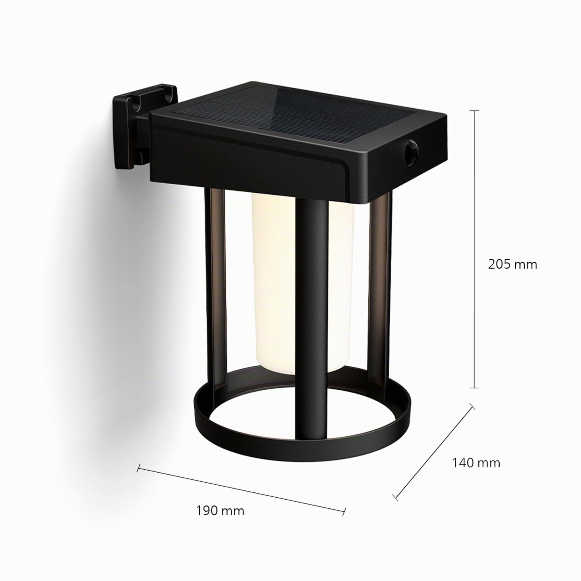 PHILIPS LED Camill Lampada Solare da Parete per Esterni Ultra Efficiente, Smerigliata, Rotondo, Luce Bianca Fredda, 1.4W, Sensore di Movimento, IP44, Nero [Classe di efficienza energetica A]