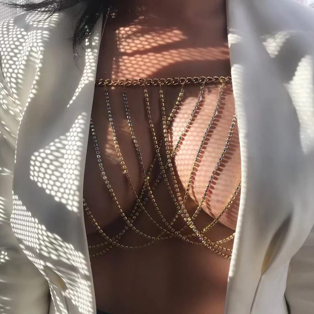 RWRAPS BH Strass Kreuz Hohlkette Geschirr für Frauen Sexy Festival Accessoire Bikini Körperkette Unterwäsche Schmuck Geschenk (1) (2) (2)