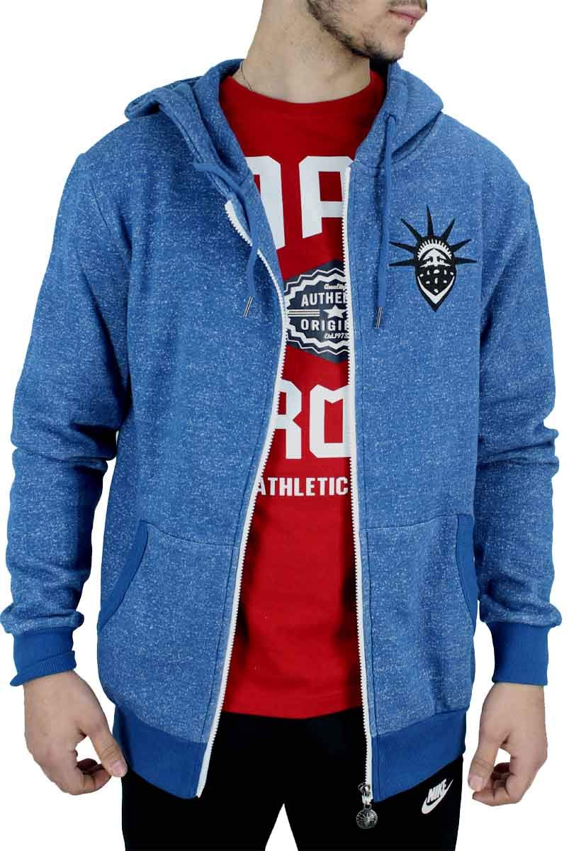 YLD Męska designerska bawełniana bluza z kapturem i zamkiem błyskawicznym płatek śniegu, niebieska
