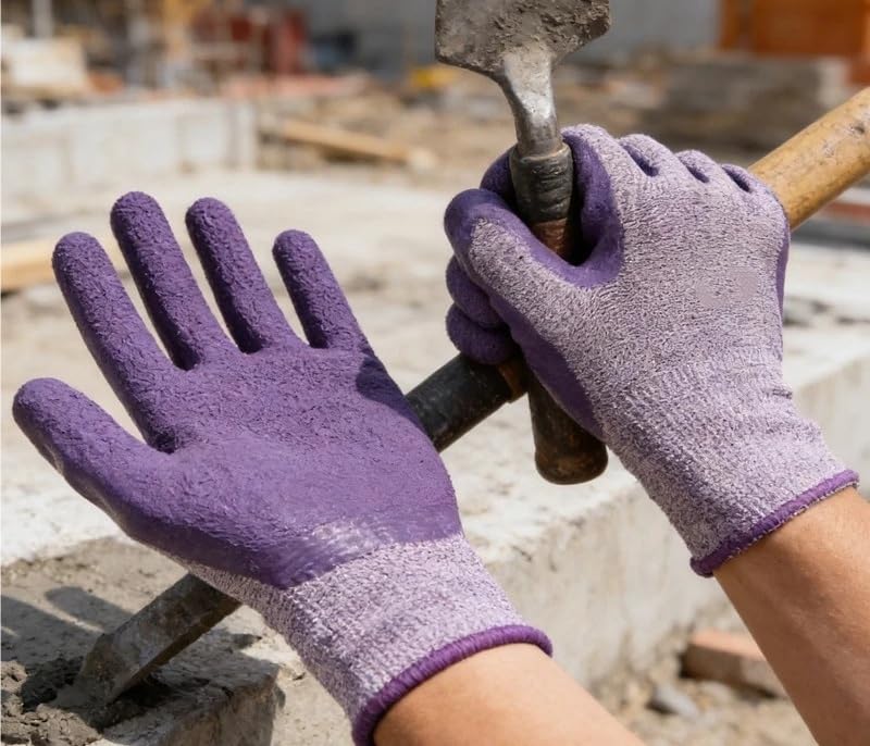 Compatible con guantes de trabajo de látex transpirables, color morado | Guantes elásticos antideslizantes con relieve for tareas de manipulación diaria.