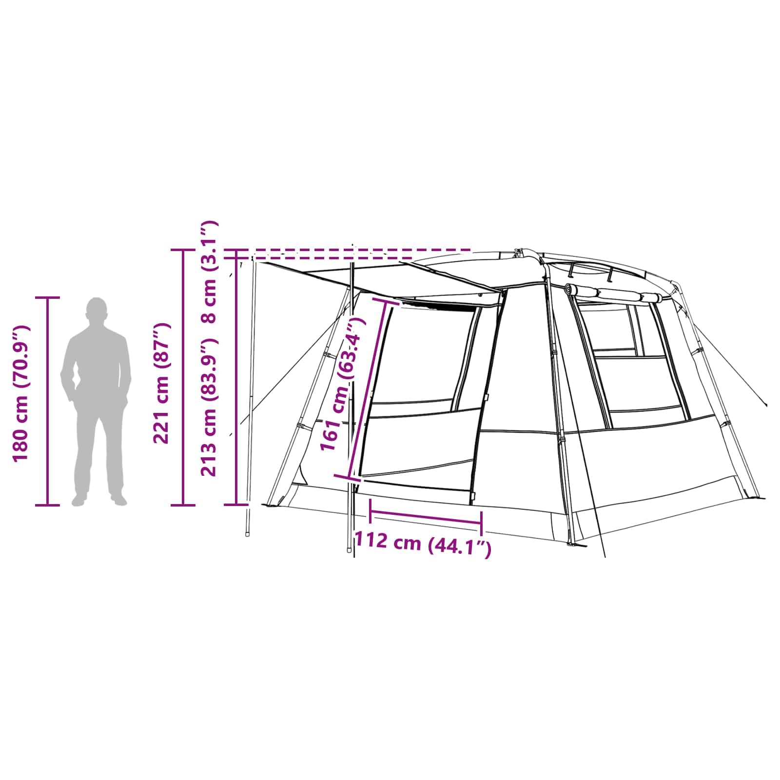 Toilettenzelt Grün wasserdicht aus 185T Polyester mit PU-Beschichtung, 310x310x221 cm, für 10 Personen, Campingzelt mit Belüftung, Outdoor Unterstand, einfach aufzubauen