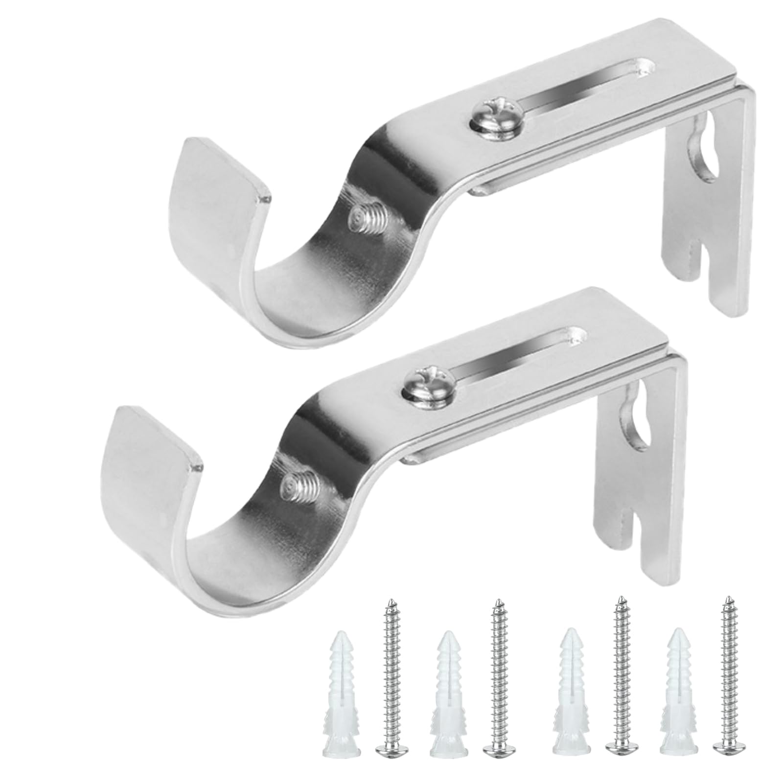 Heavy Duty Curtain Rod Brackets 2 Pack, Adjustable 1-2 Inch Metal Holders for Max 50lb Load, Wall,Window,Ceiling Mount, Rustproof and Easy Install