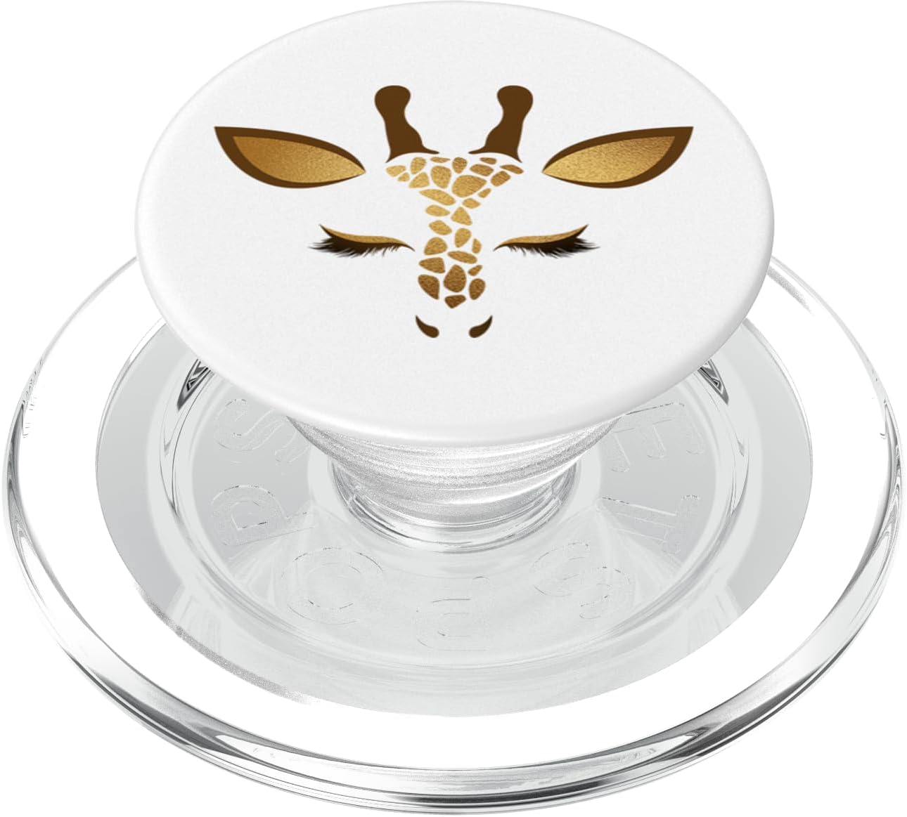 Happy Smile Giraffe Face Brown White on Black PAAR039 PopSockets PopGrip: Swappable Grip for Phones & Tablets PopSockets PopGrip for MagSafe