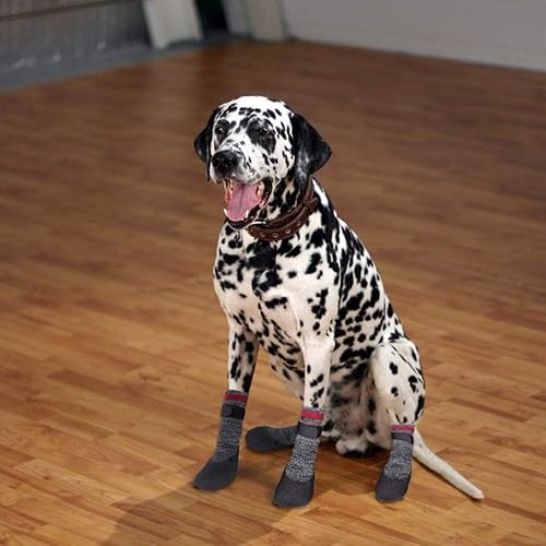 Miniatura 7 de Mihachi Calcetines para perros, suela de goma, protectores de patas con correas, control de tracción, antideslizantes, impermeables, protectores de