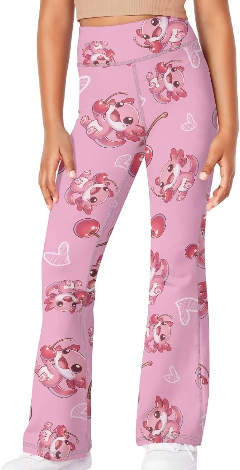 Girls Yoga Pants Flare High Waisted Wide Leg Leggings for Kids