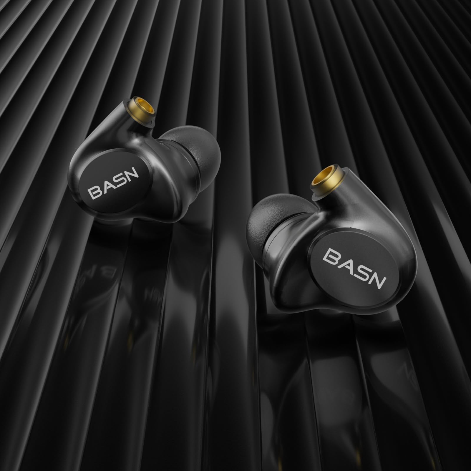 BASN Metalen 4 Treiber In-Ear-Monitor-Kopfhörer, geräuschisolierende IEMs mit tiefem Bass, für Musiker, Sänger, Schlagzeuger, Bassisten (schwarz)