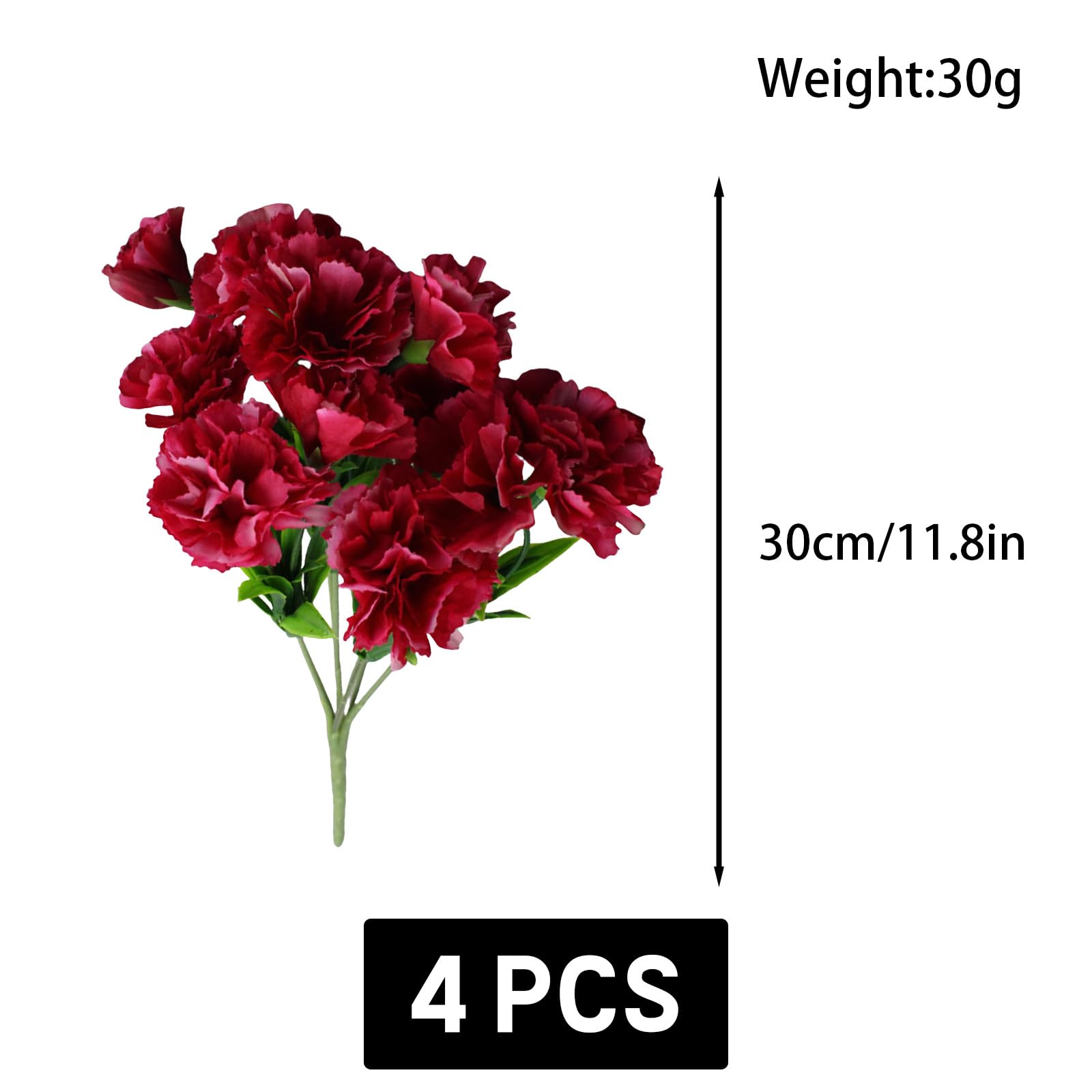 astylishome Fake Flowers for Outside Small Artificial Plants Red Carnations with Stems Faux Flower for Gifts Table Centerpiece Bedroom Room Desk Indoor Decorations 0410 - Image 3