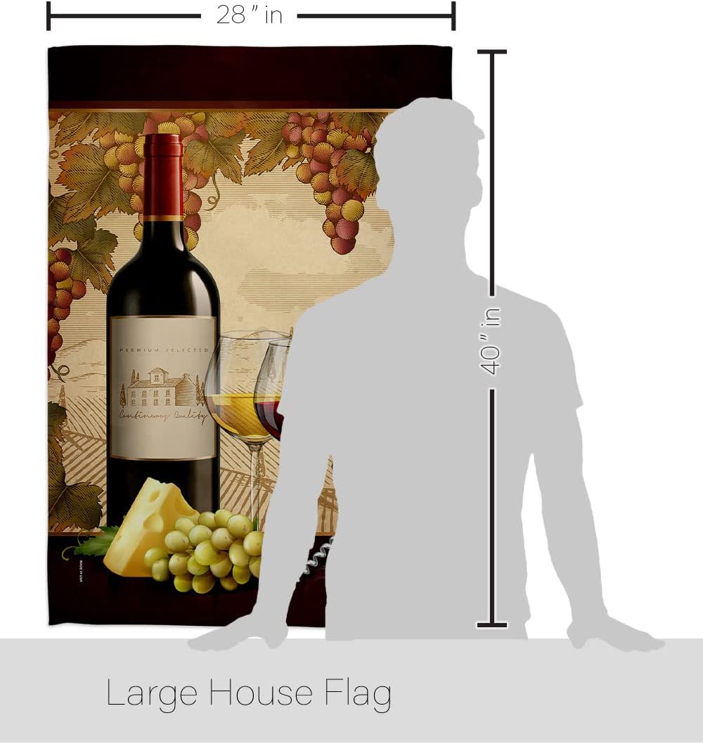 Breeze Decor Winery House Flag Beverages Wine Drink Fruits Cheese Sangria White Red Rose Dessert Sparkling Decoration Banner Small Garden Yard Gift Double-Sided, Made in USA