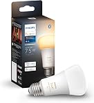 Philips Hue Intelligent 75W A19 LED Ampoule - Lumière de couleur et d'ambiance blanche - paquet de 1 - 1100LM - E26 - Intérieur - Contrôle avec Hue App. - Fonctionne avec Alexa, Google Assistant et Apple Homekit