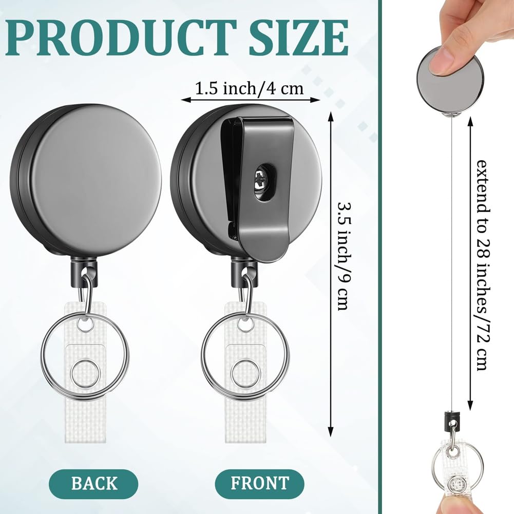 20 Confezioni di Porta Badge Retrattile con Clip da Cintura e, Robusti Porta Badge Identificativi per Infermieri